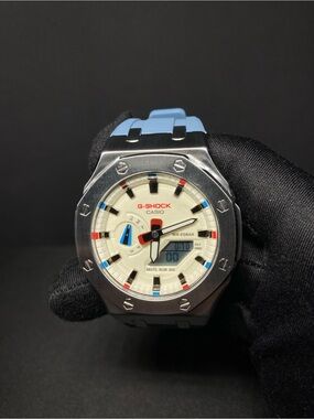 Custom G-Shock blue red and cream GMA2100